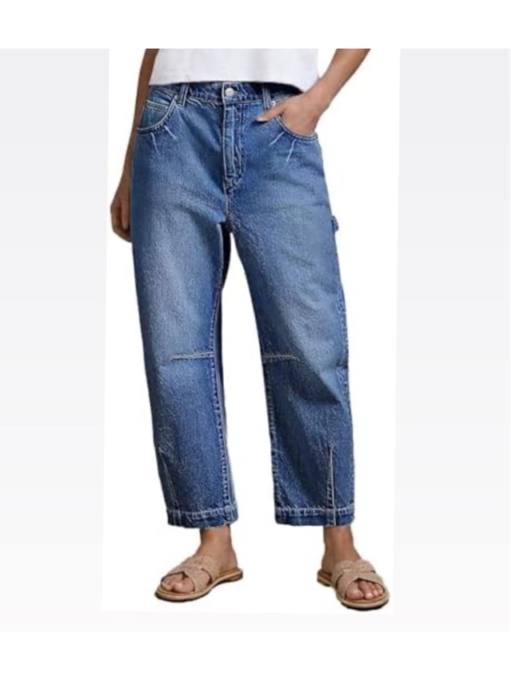 Flamingals Dark Wash Barrel Denim Straight Leg Leg Jeans L